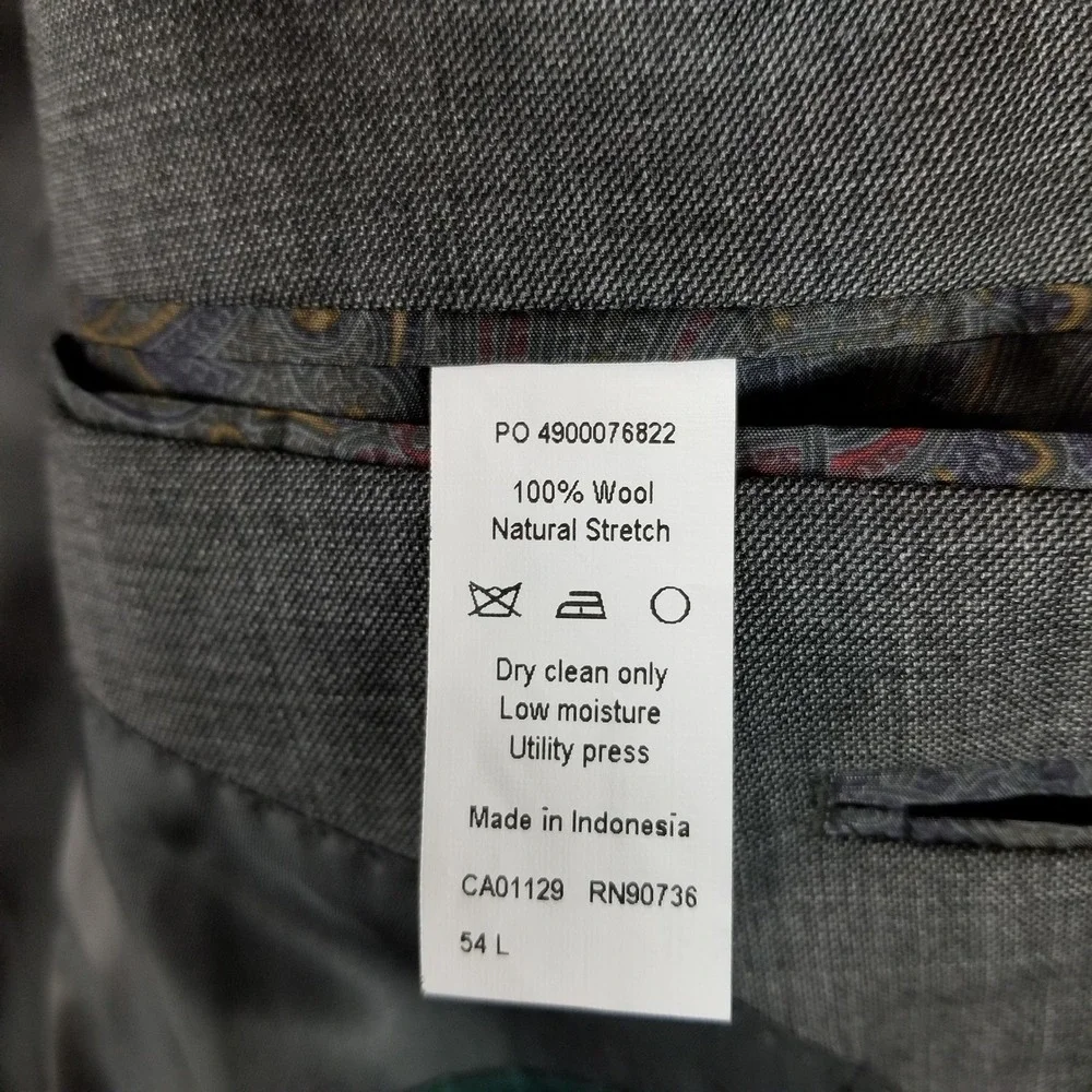 Lauren Ralph Lauren Blazer Men 54L Charcoal Grey 100% Wool Stretch Jacket